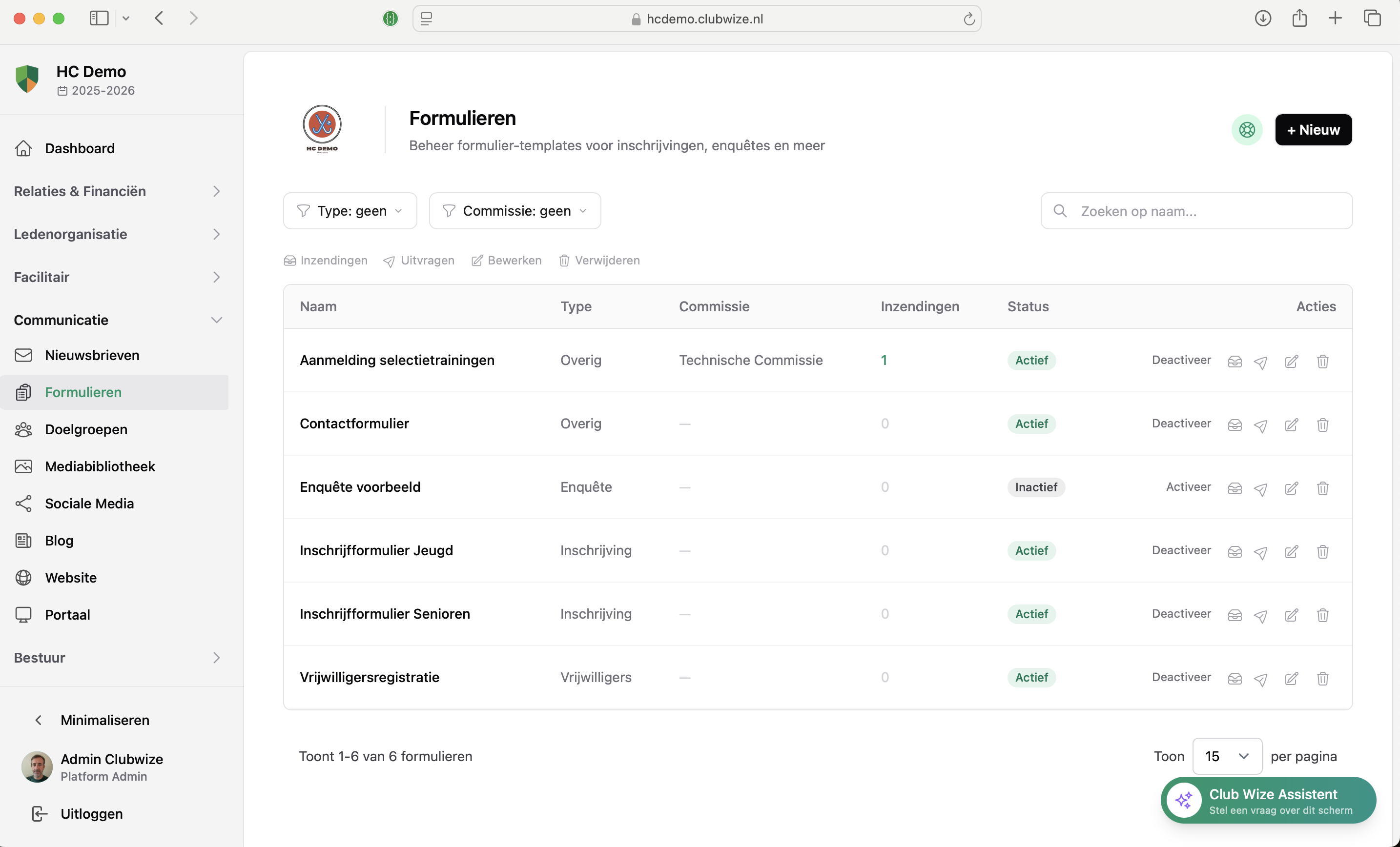 Formulierenbeheer voor inschrijvingen, enquêtes en contactverzoeken