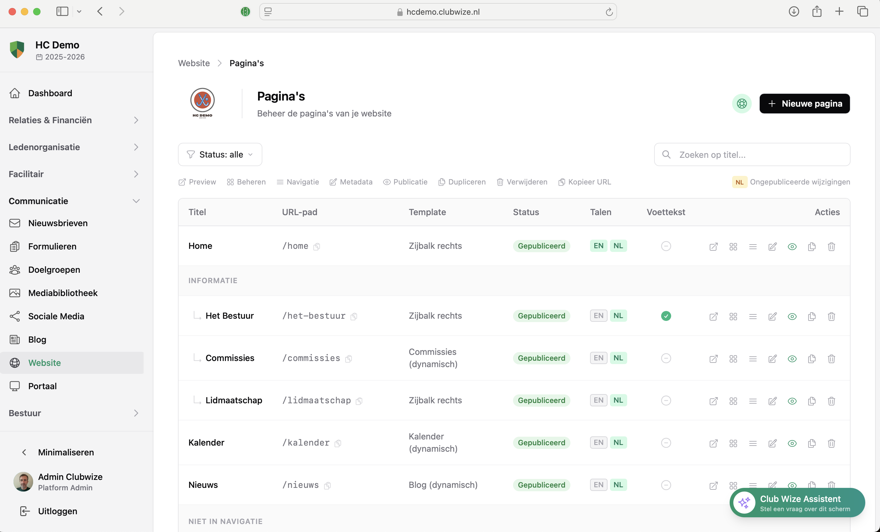 Website CMS met paginabeheer, templates en meertaligheid